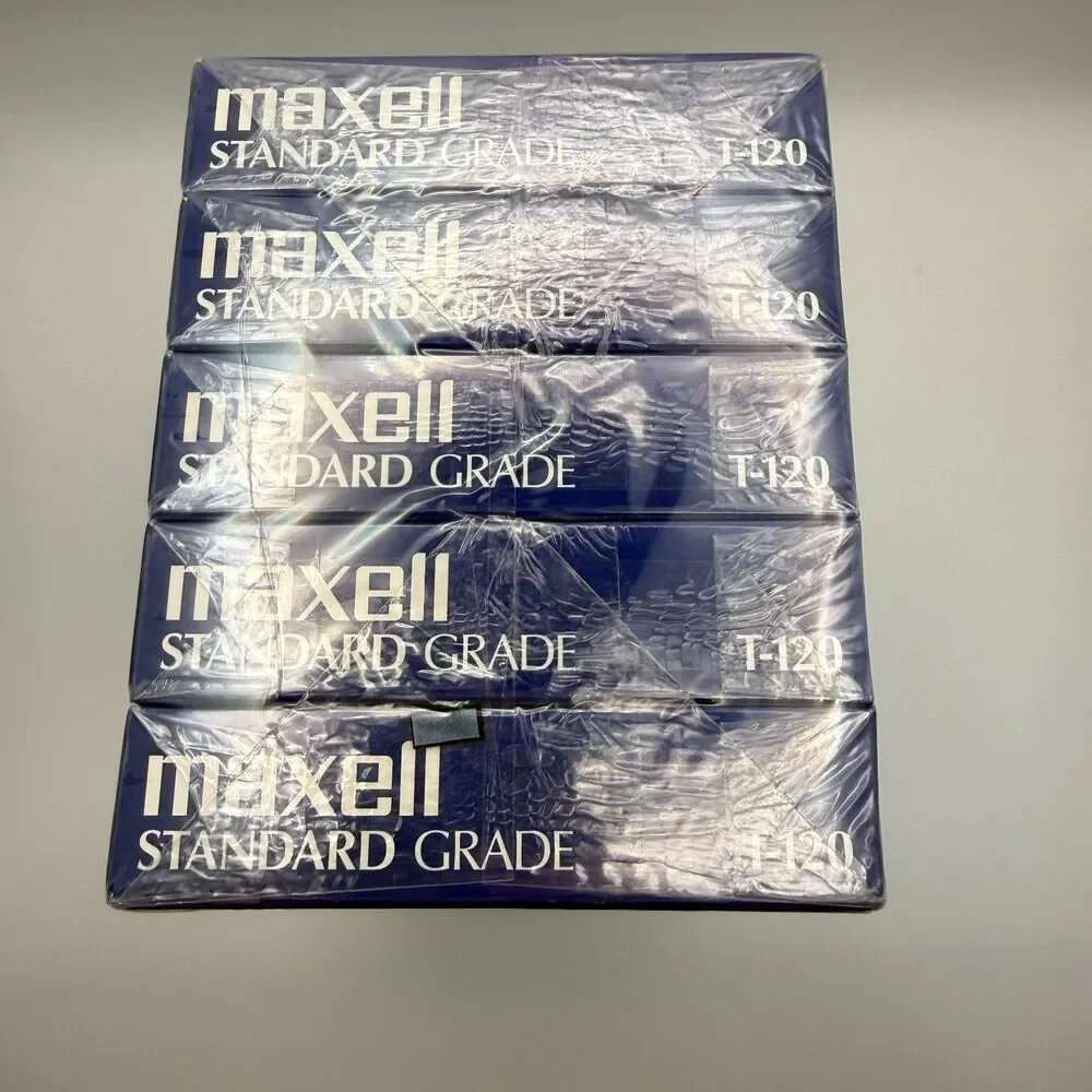 5 Pack T-120 Maxell Standard Grade 6hrs Blank VHS Video Tapes Brand New Sealed